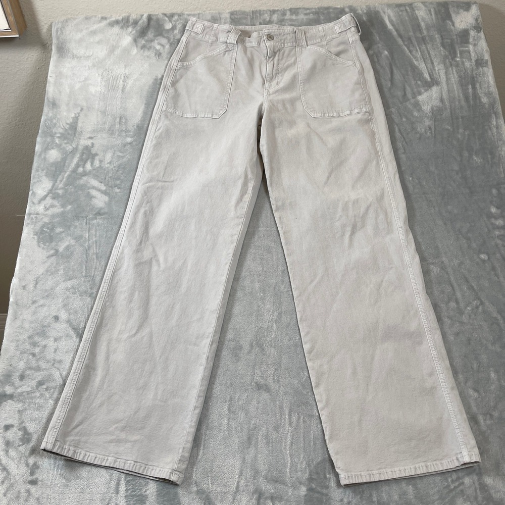American Eagle Stovepipe Pants Womens 14 Long Gray High Rise Wide Leg Utility